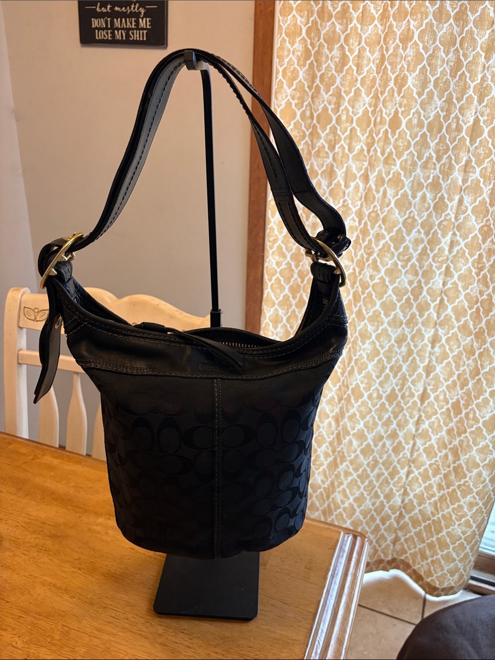 Coach Black Signature Canvas Bleecker Bucket convertible Bag